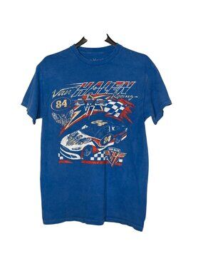 Van Halen Racing 84 Distressed Graphic T-Shirt Blue Sz MED Cotton Unisex